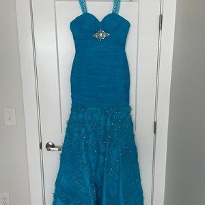 Turquoise Mermaid Style Evening Gown, Tony Bowls - Size 0